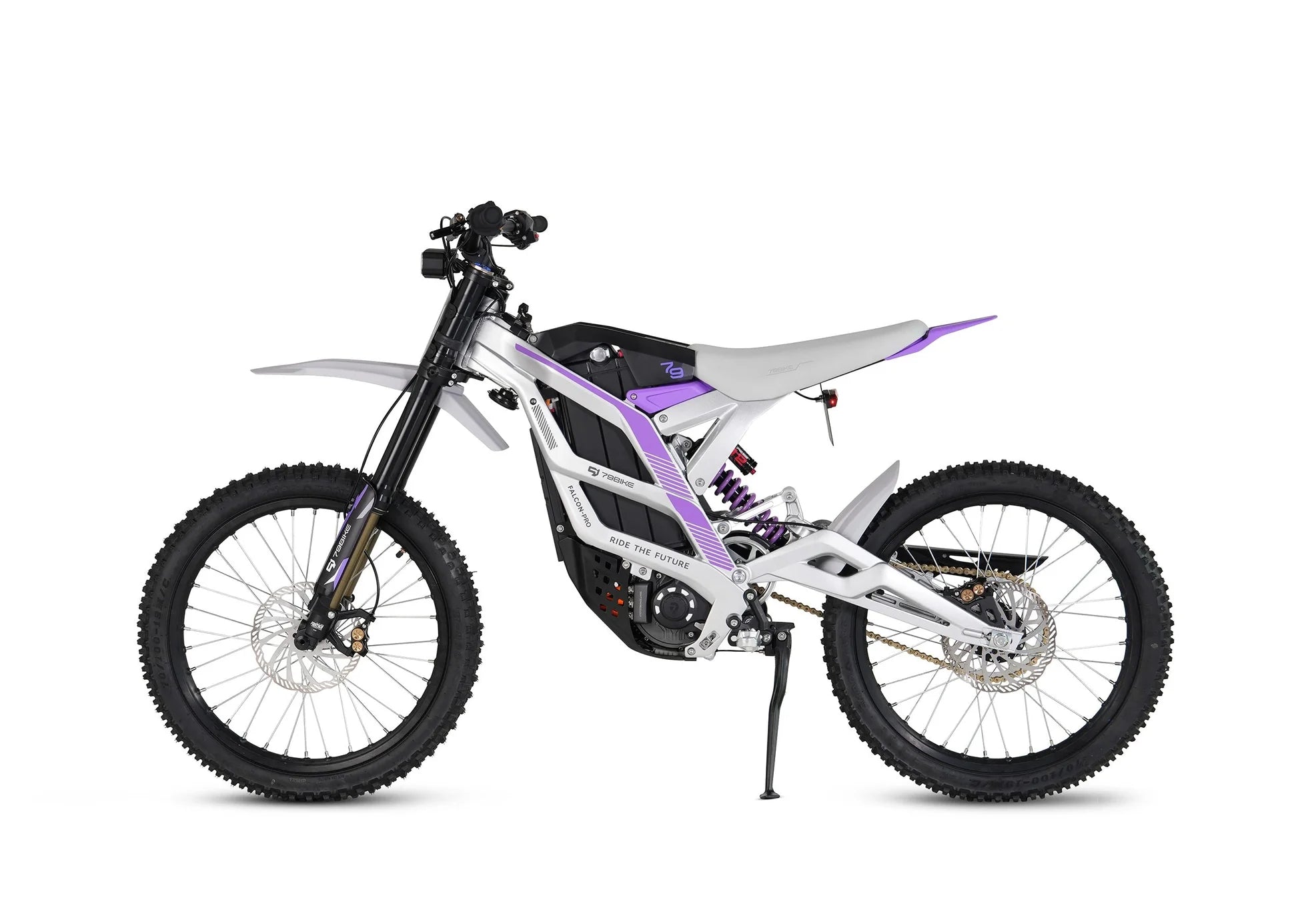 79BIKE Falcon Pro 14 kW Offroad Silver Metallic Lila Seitenansicht