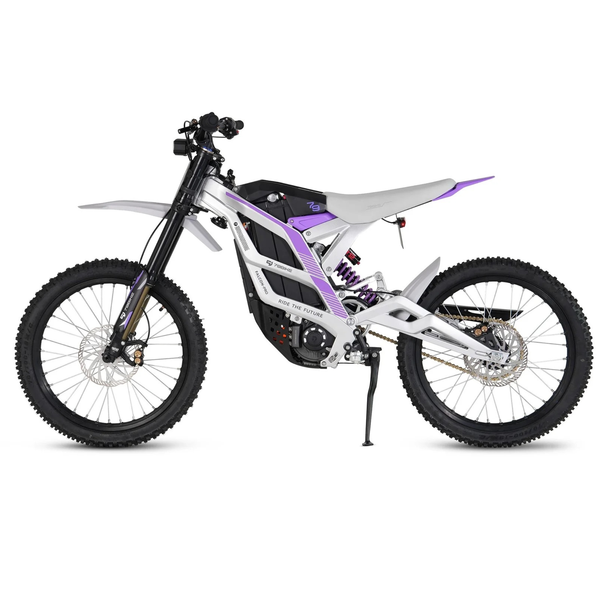 79BIKE Falcon Pro 14 kW Offroad Kenshi Silver Metallic Lila Seitenansicht