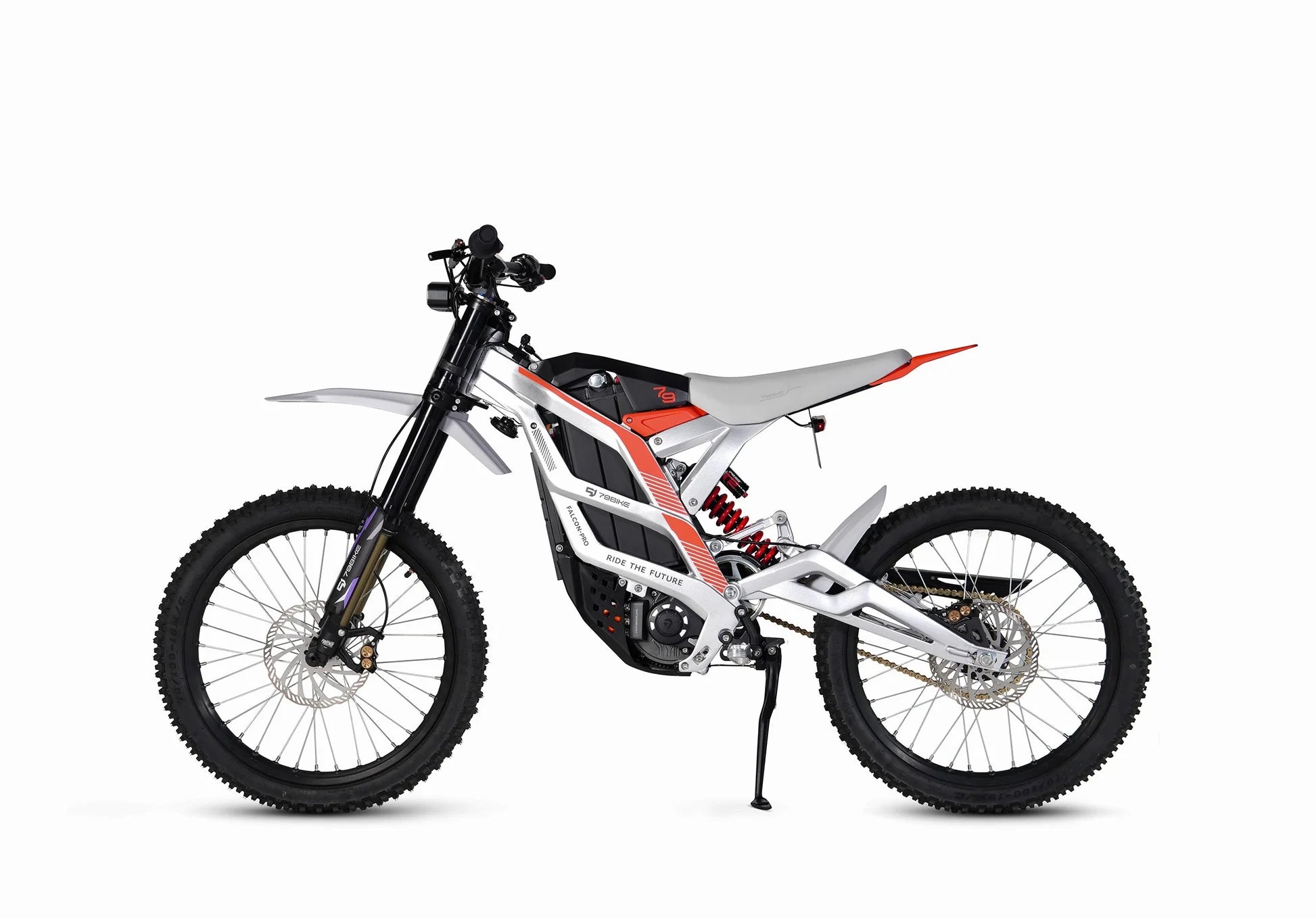 79BIKE Falcon Pro 14 kW Offroad Silver Metallic Rot Seitenansicht