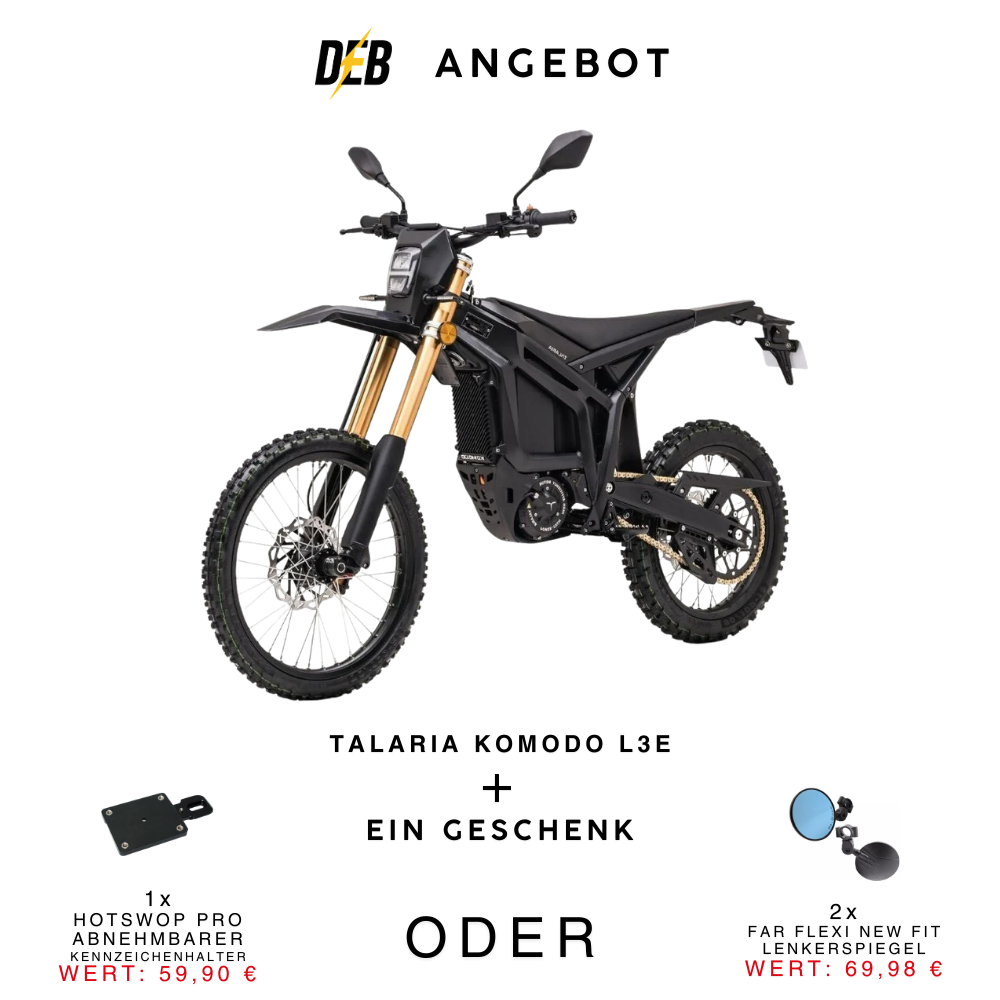 Talaria Komodo 32 kW L3e Schwarz mit Angebotsaktion und Zubehör-Auswahl