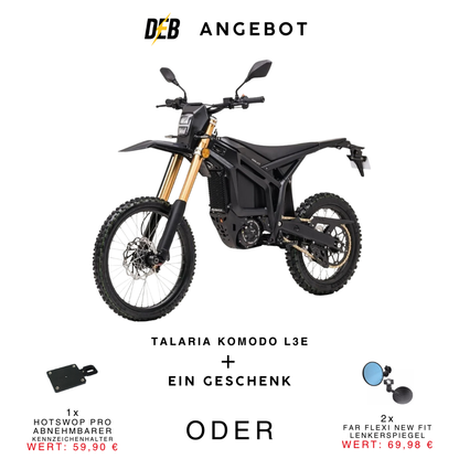 Talaria Komodo 32 kW L3e Schwarz mit Angebotsaktion und Zubehör-Auswahl