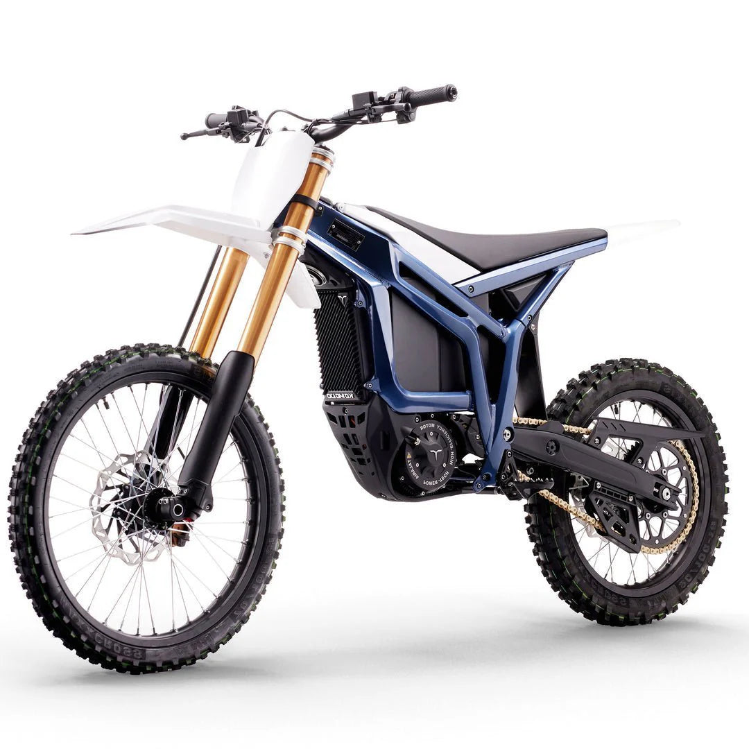 Talaria Komodo 32 kW Offroad Blau in Front-Seitenansicht
