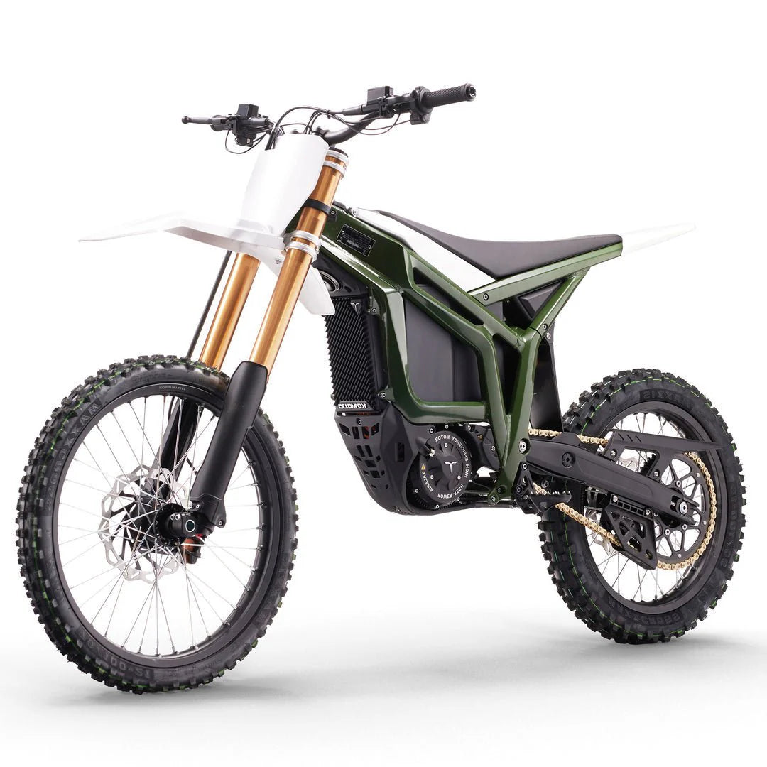 Talaria Komodo 32 kW Offroad Grün in Front-Seitenansicht
